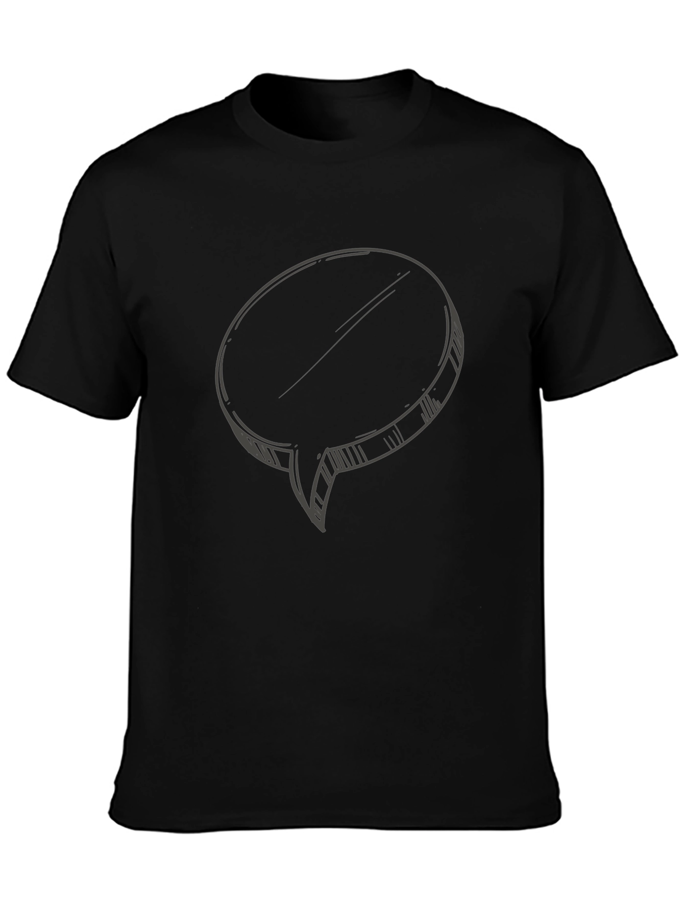 Mens Black T-Shirt with Speech Bubble Graphic