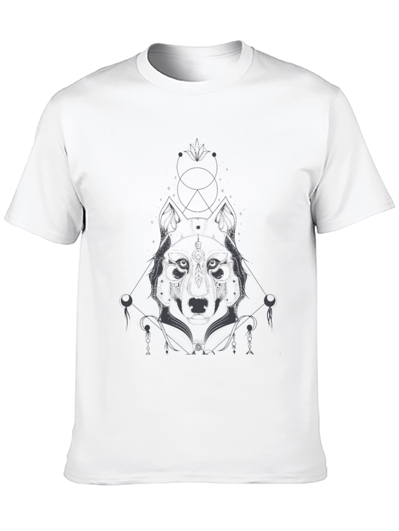 Mens Black Wolf Graphic Tee - Modern & Stylish