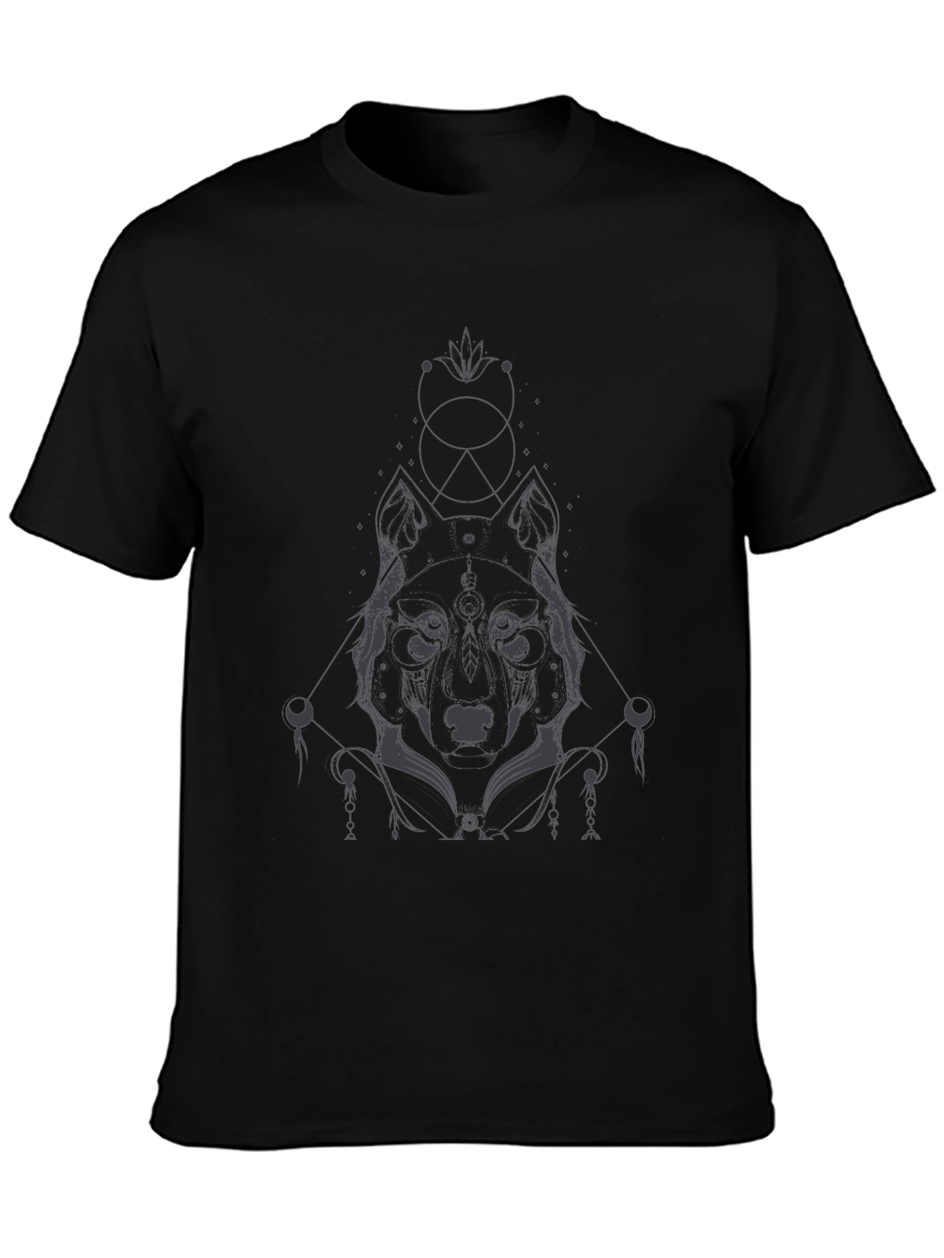 Mens Black Wolf Graphic Tee - Modern & Stylish