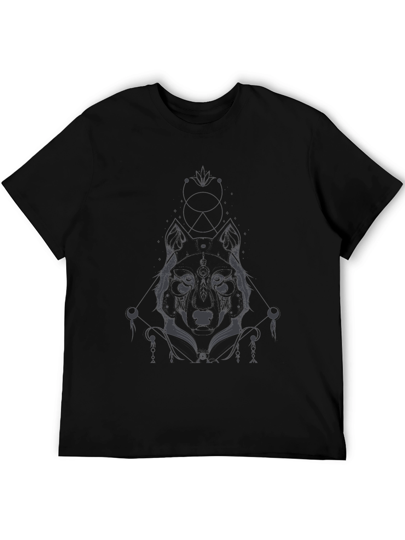 Mens Black Wolf Graphic Tee - Modern & Stylish