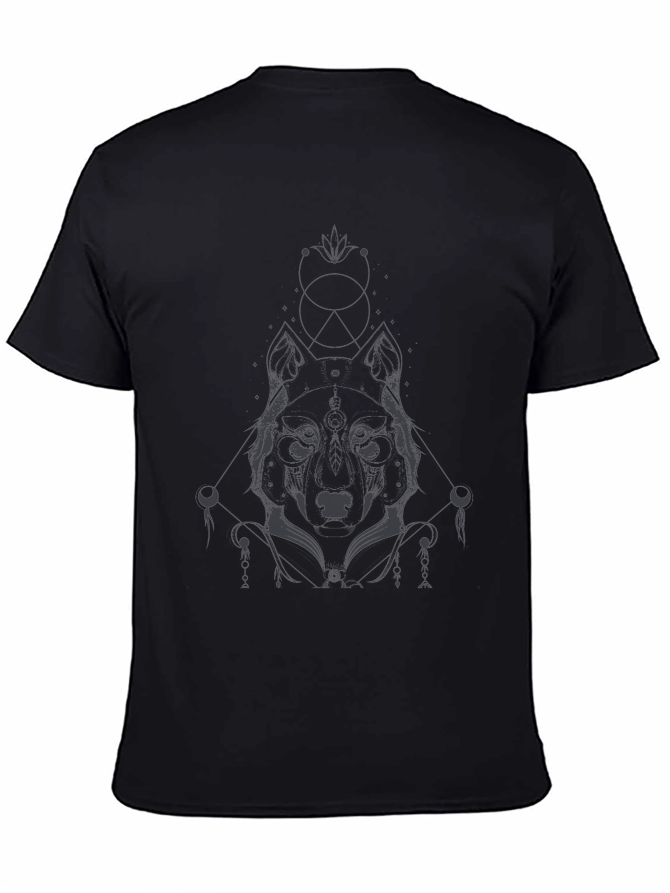 Mens Black Wolf Graphic Tee - Modern & Stylish