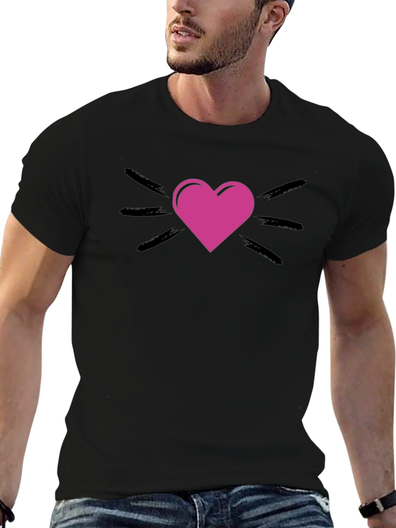 Heart Burst Graphic Tee - Stylish Black T-Shirt