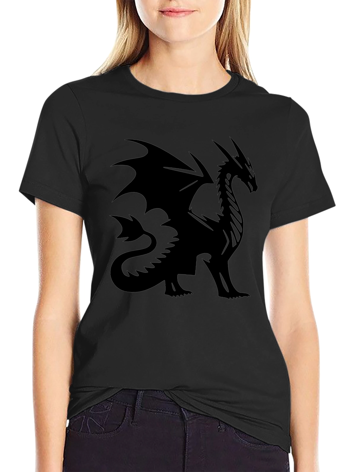 Black Dragon Graphic T-Shirt - Stylish Fantasy Tee