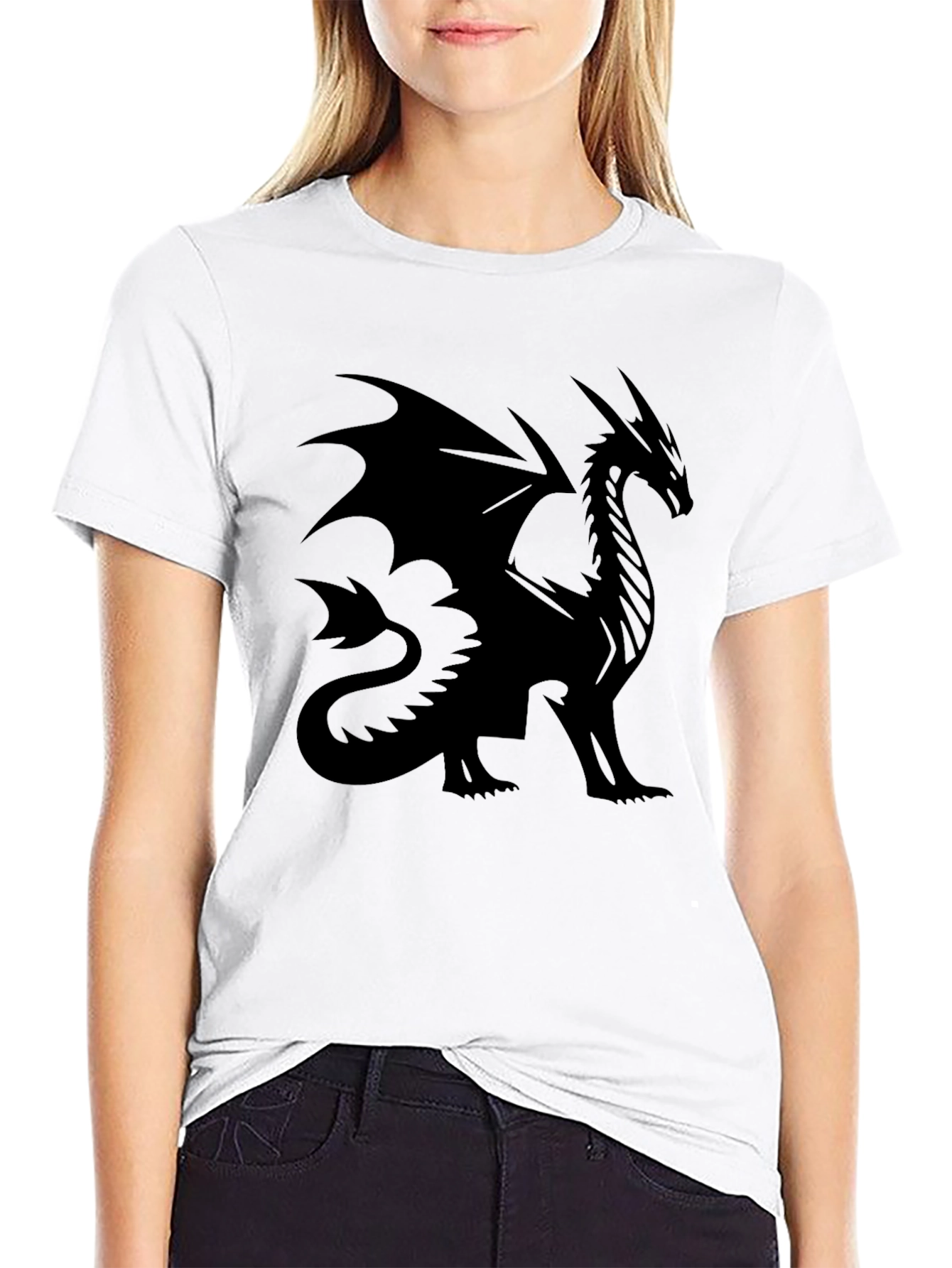 Black Dragon Graphic T-Shirt - Stylish Fantasy Tee