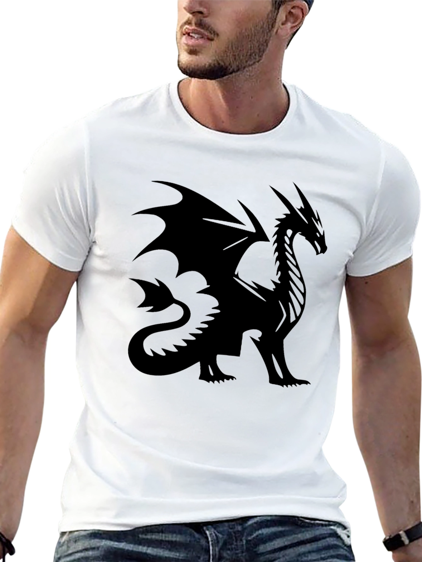 Black Dragon Graphic T-Shirt - Stylish Fantasy Tee