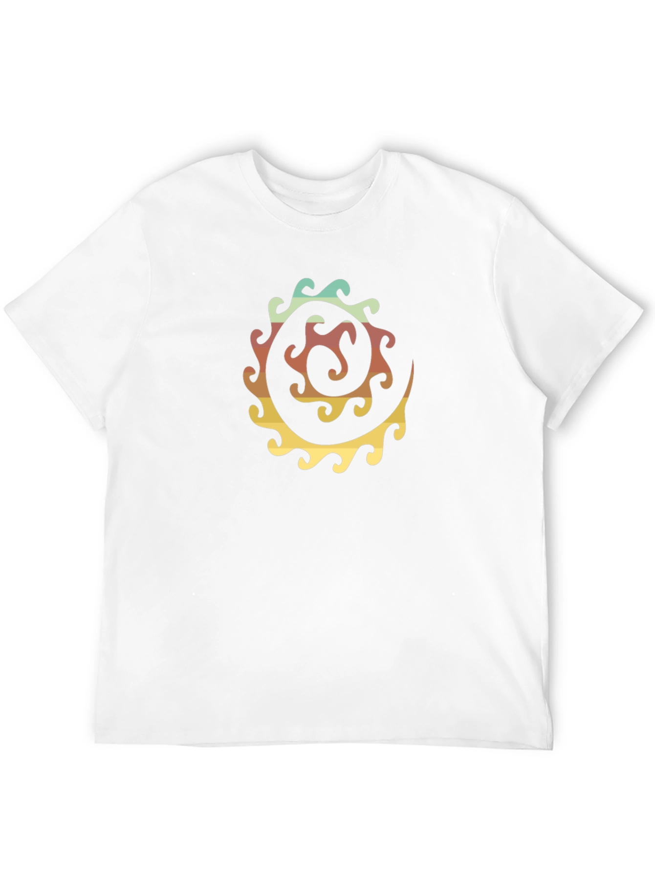 Retro Swirl Graphic Tee - Black Cotton Casual Shirt