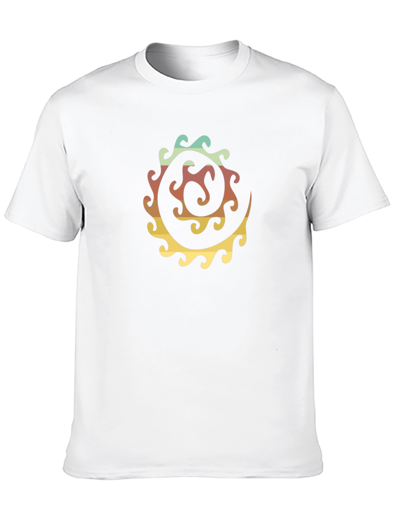 Retro Swirl Graphic Tee - Black Cotton Casual Shirt
