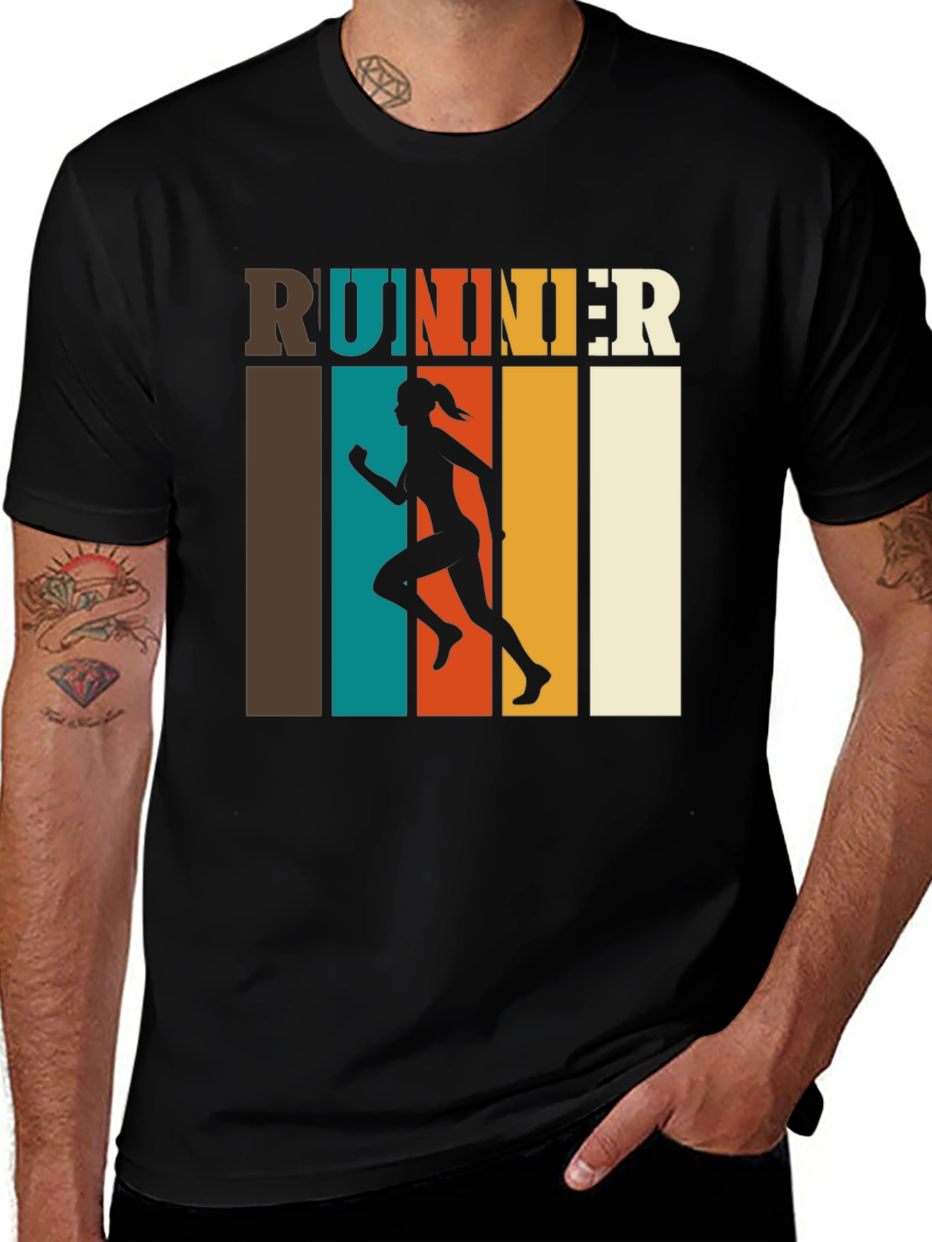 Retro Runner Graphic Tee - Black