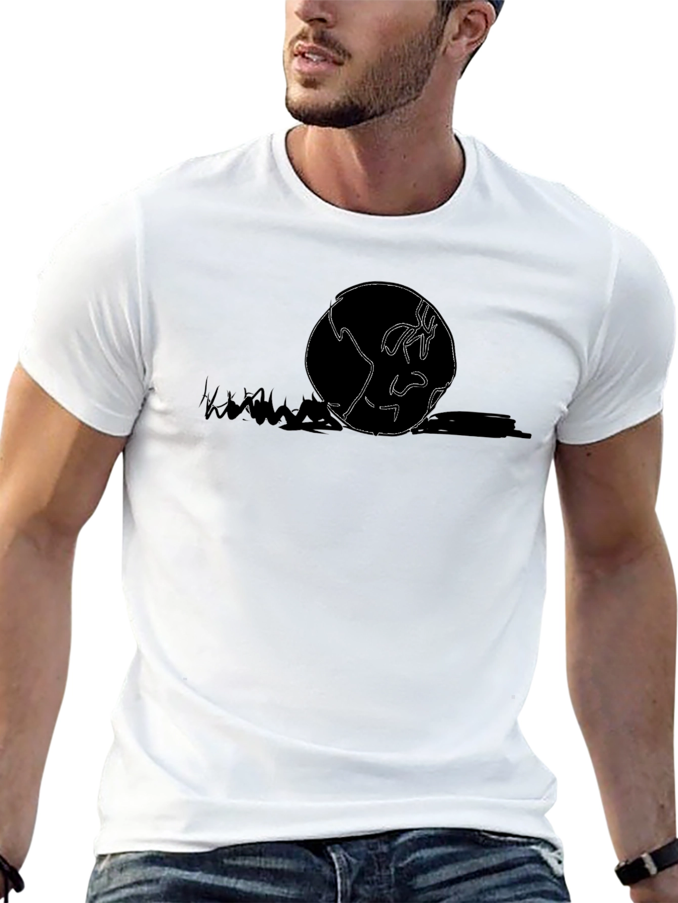 Abstract Earth Graphic Tee - Modern Black T-Shirt