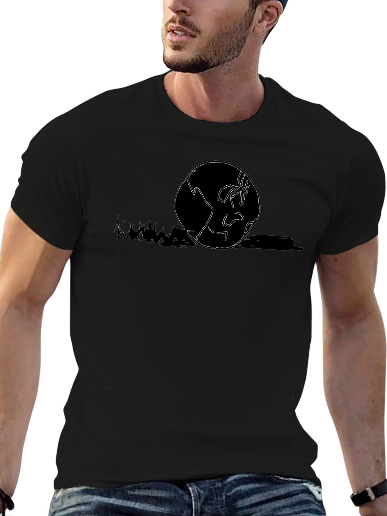 Abstract Earth Graphic Tee - Modern Black T-Shirt