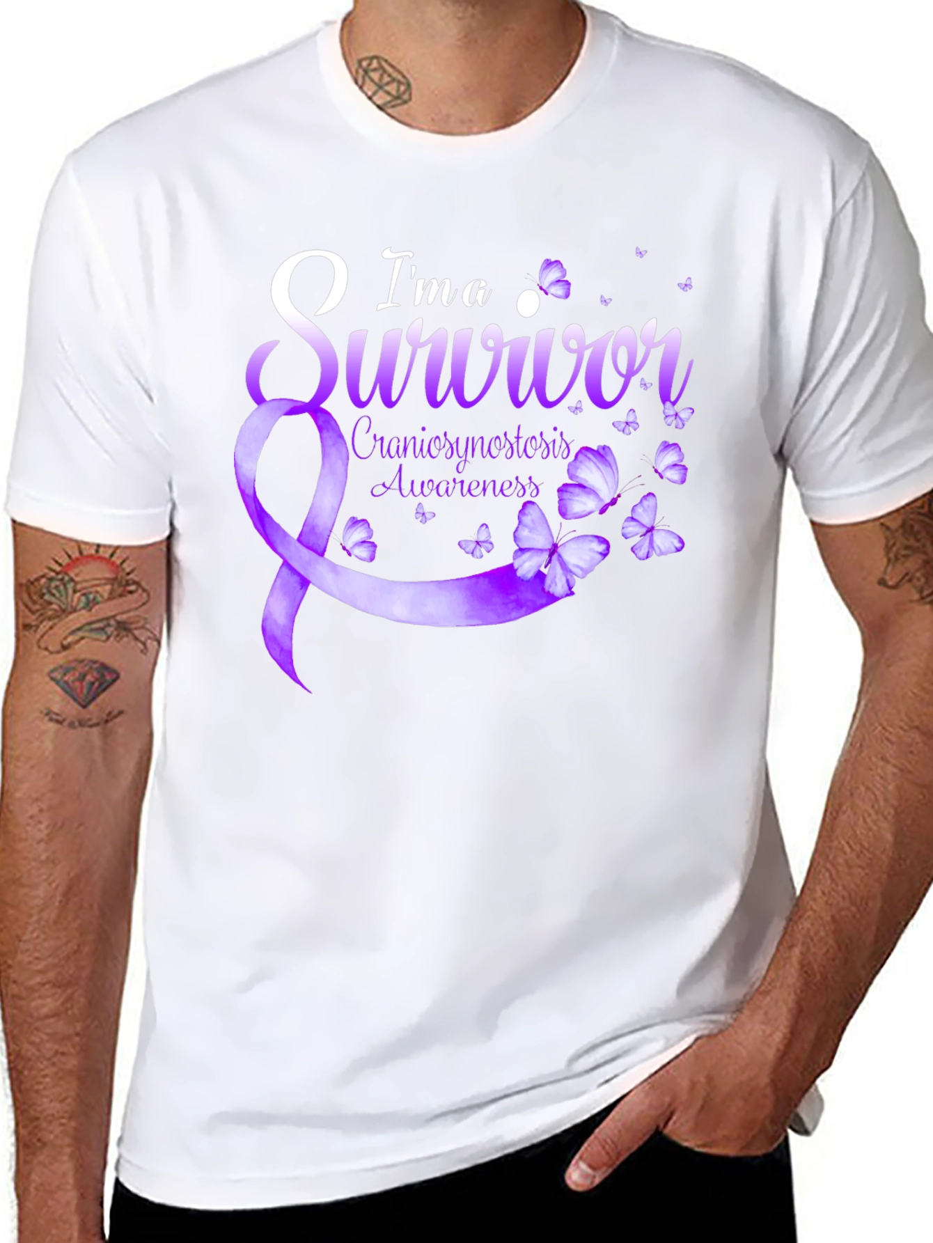 Cranial Awareness Survivor T-Shirt - Butterfly Design