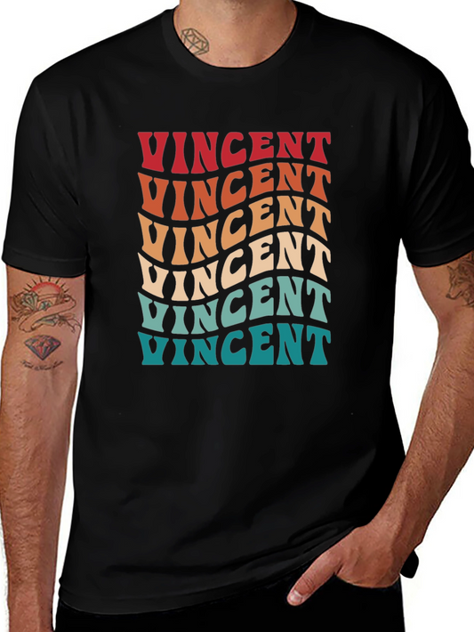 Retro Vincent T-Shirt: Groovy Personalized Name Tee