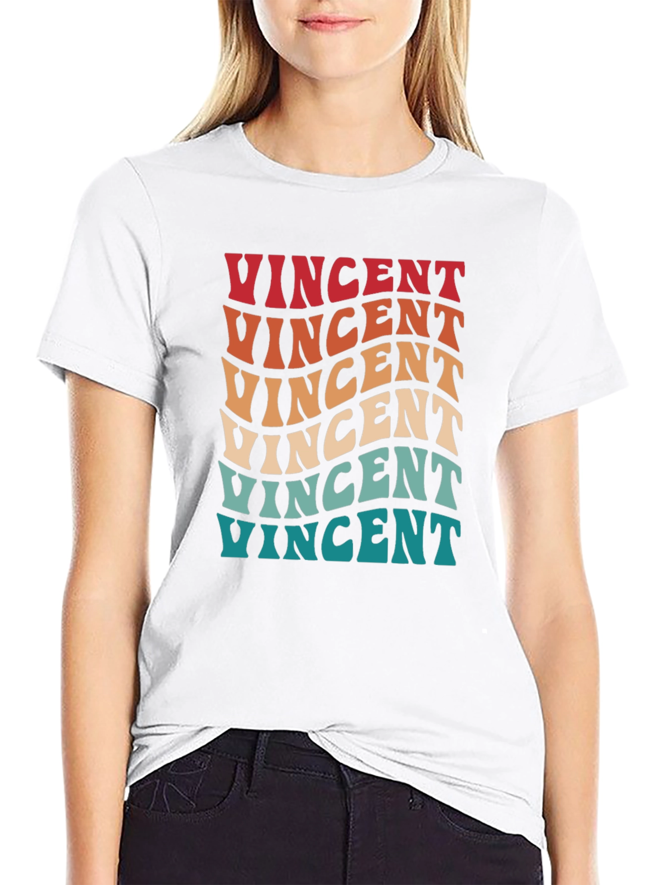 Retro Vincent T-Shirt: Groovy Personalized Name Tee