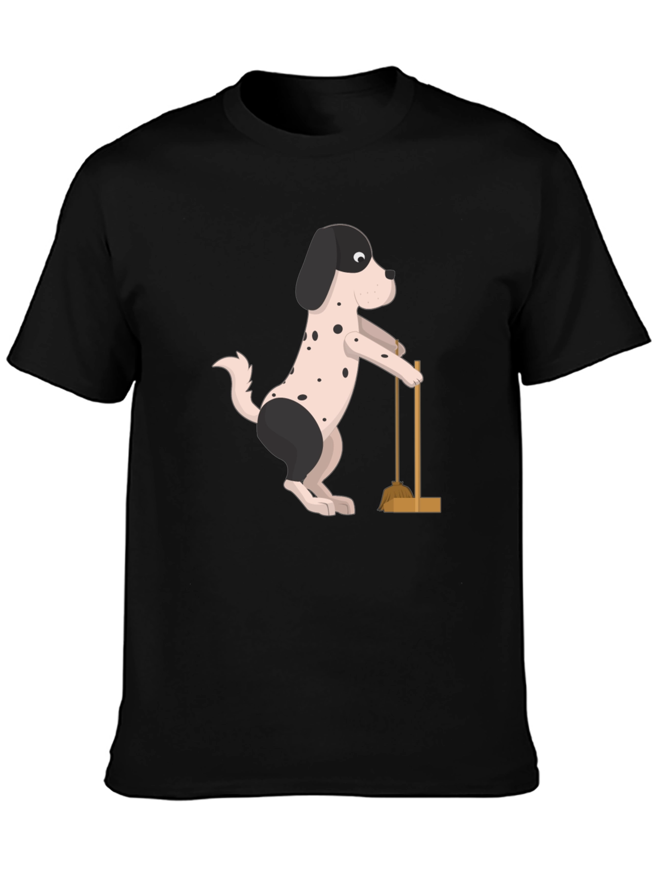 Dog Sweeping T-Shirt | Black Cotton Tee