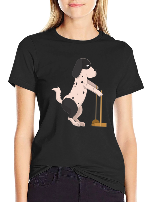 Dog Sweeping T-Shirt | Black Cotton Tee