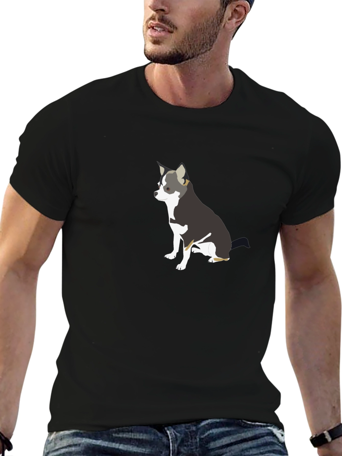 Chihuahua Graphic Print Black T-Shirt