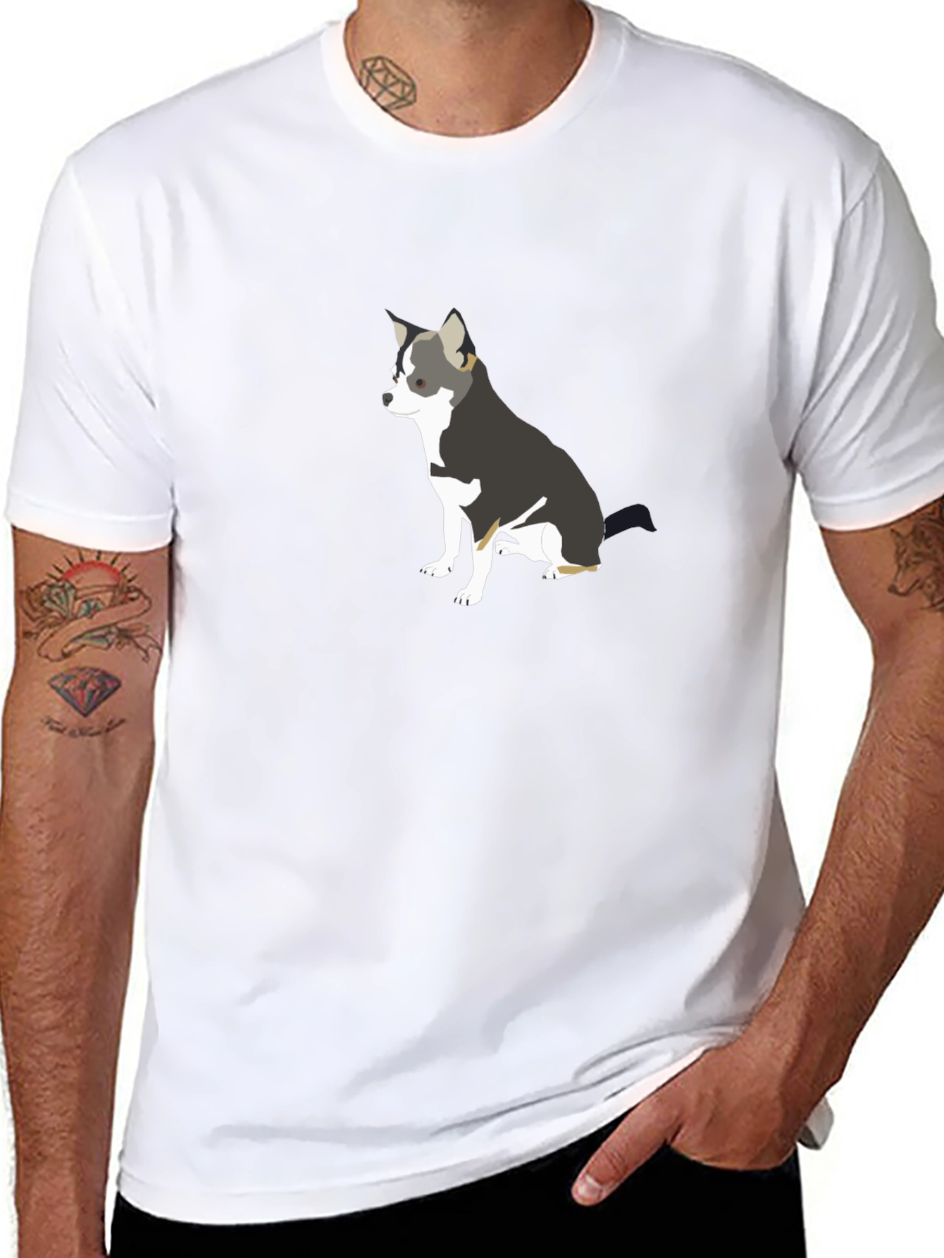 Chihuahua Graphic Print Black T-Shirt