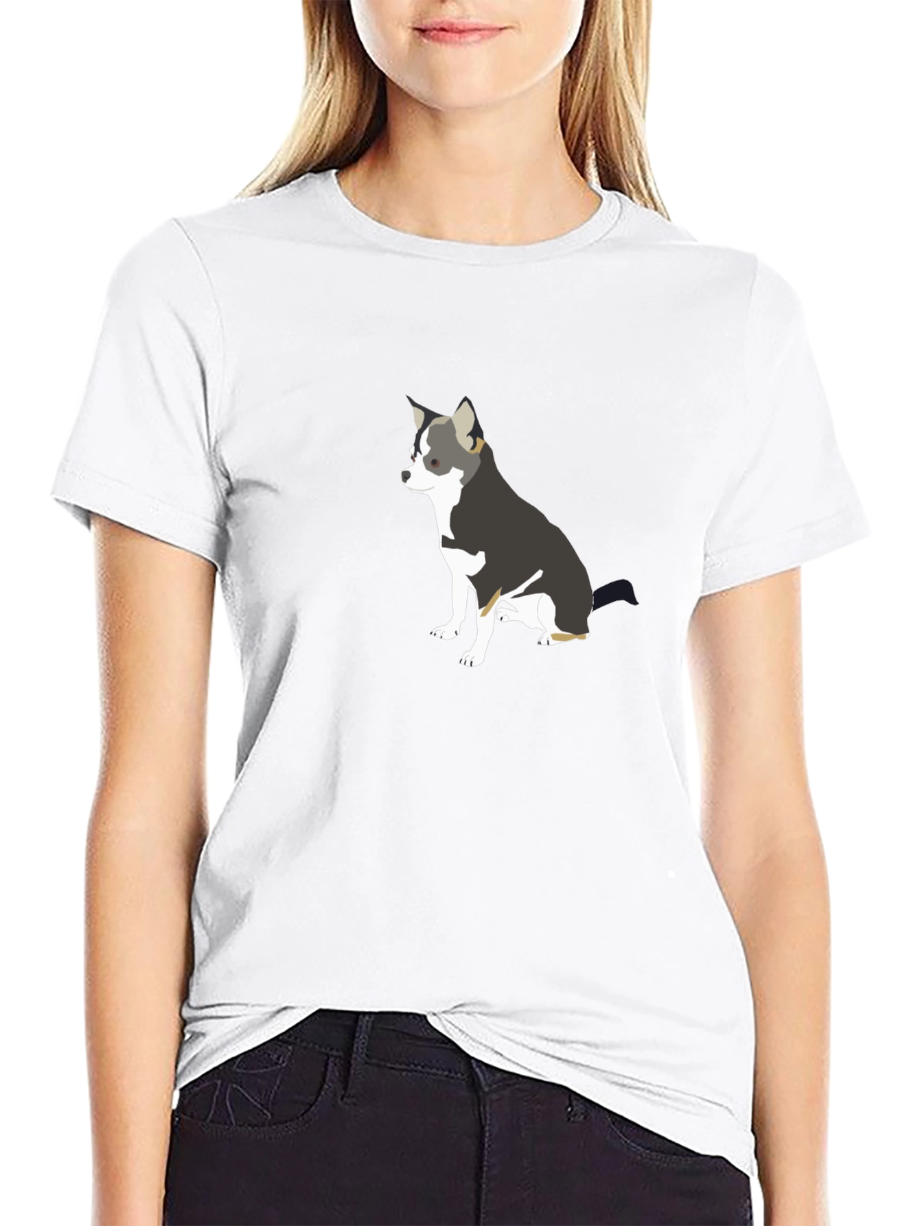 Chihuahua Graphic Print Black T-Shirt