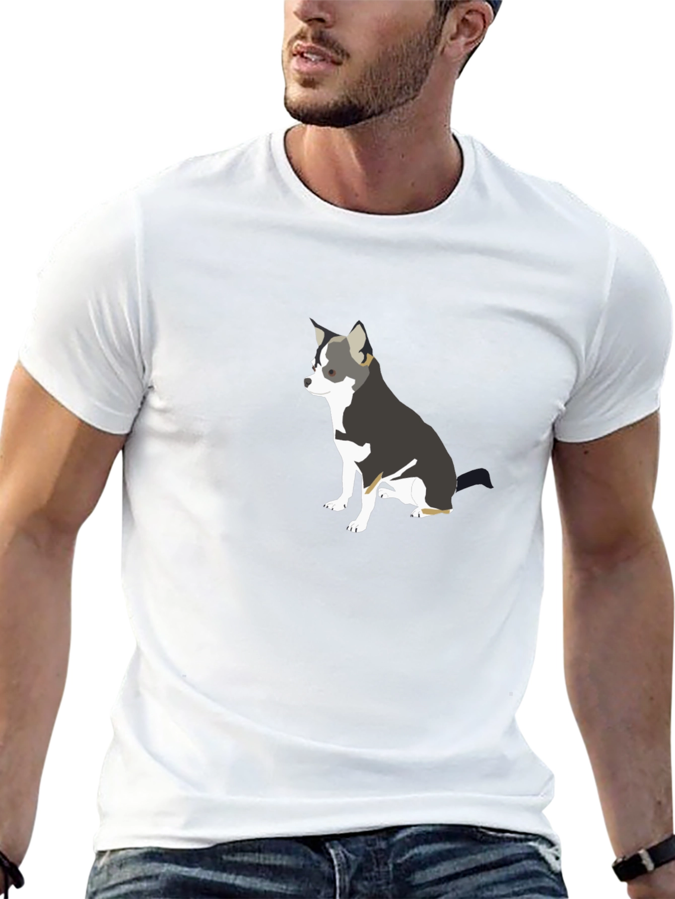 Chihuahua Graphic Print Black T-Shirt