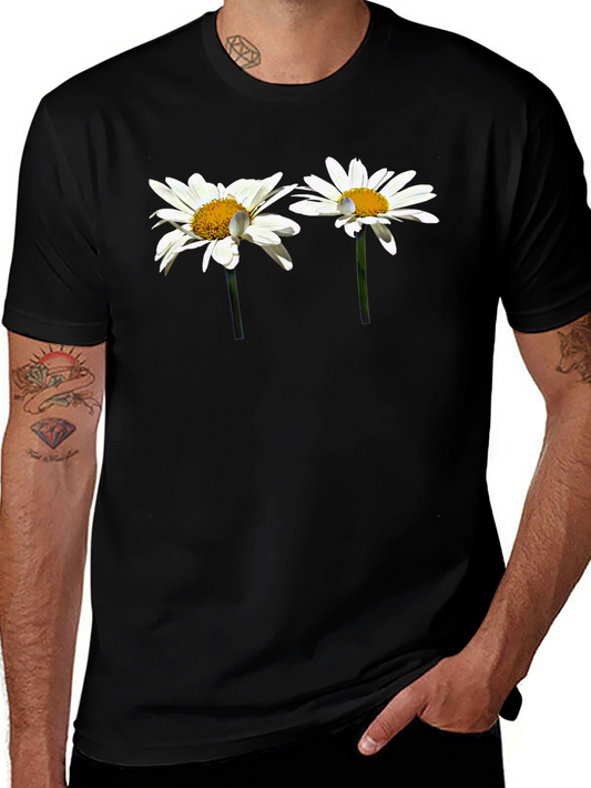 Daisy Flower Graphic Black T-Shirt