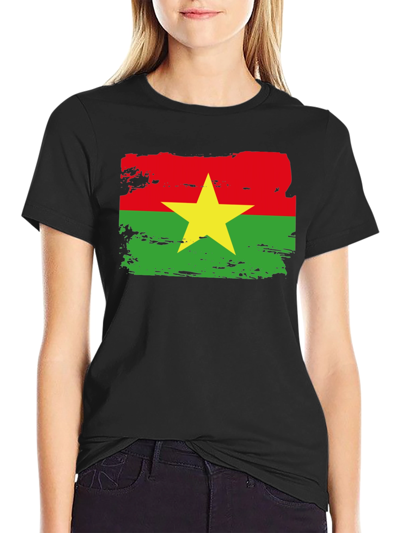 Burkina Faso Flag T-Shirt - Black Cotton Tee