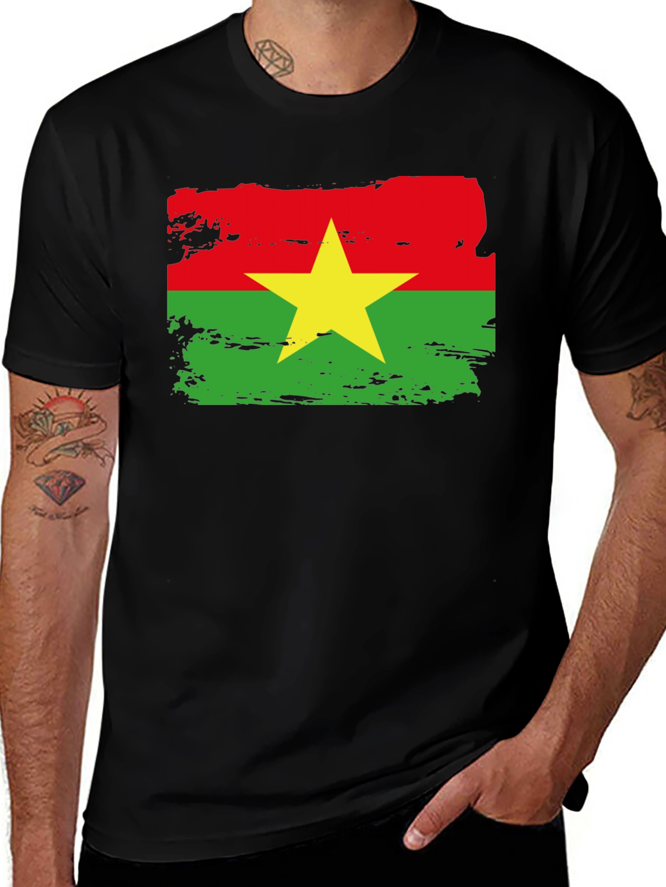 Burkina Faso Flag T-Shirt - Black Cotton Tee