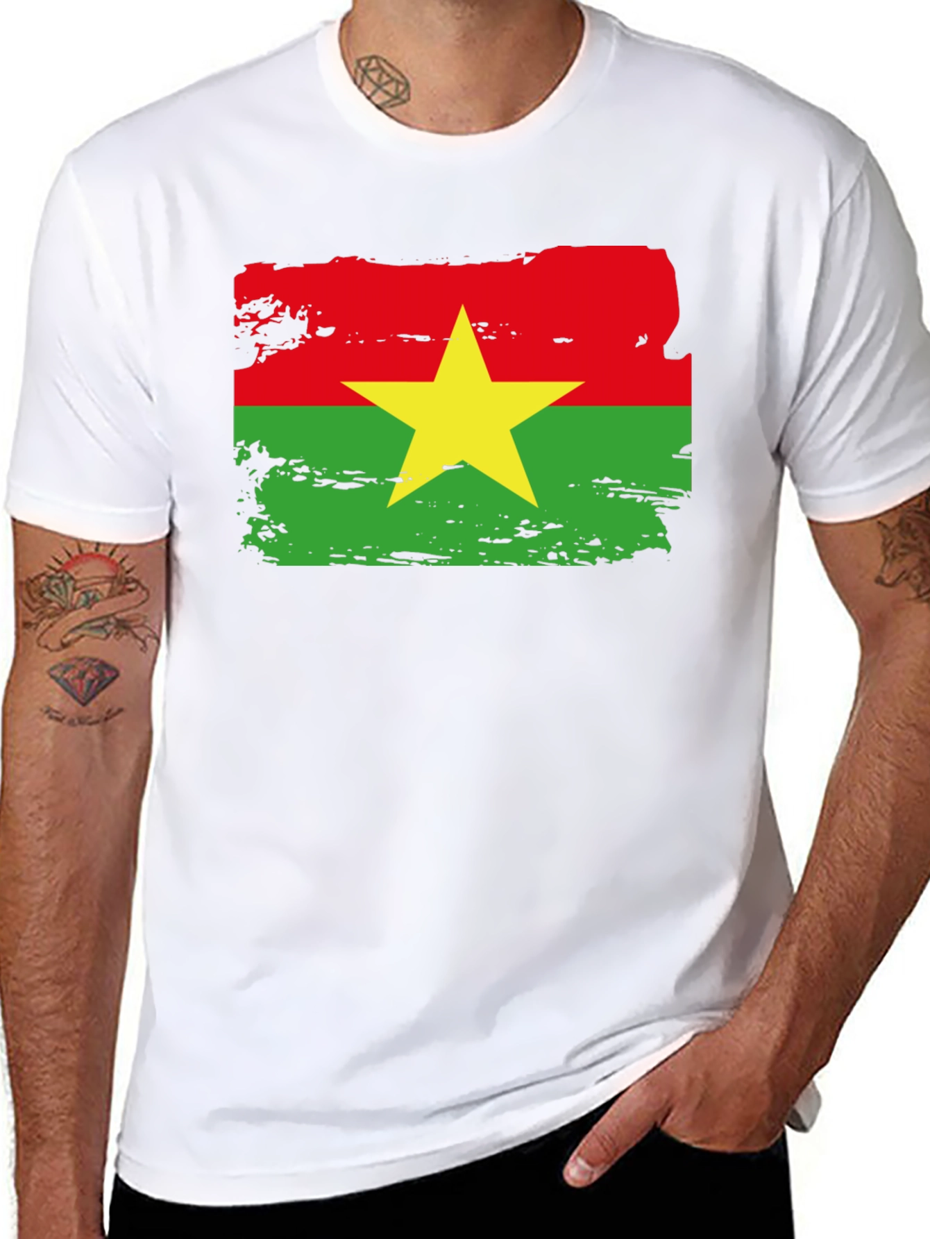 Burkina Faso Flag T-Shirt - Black Cotton Tee