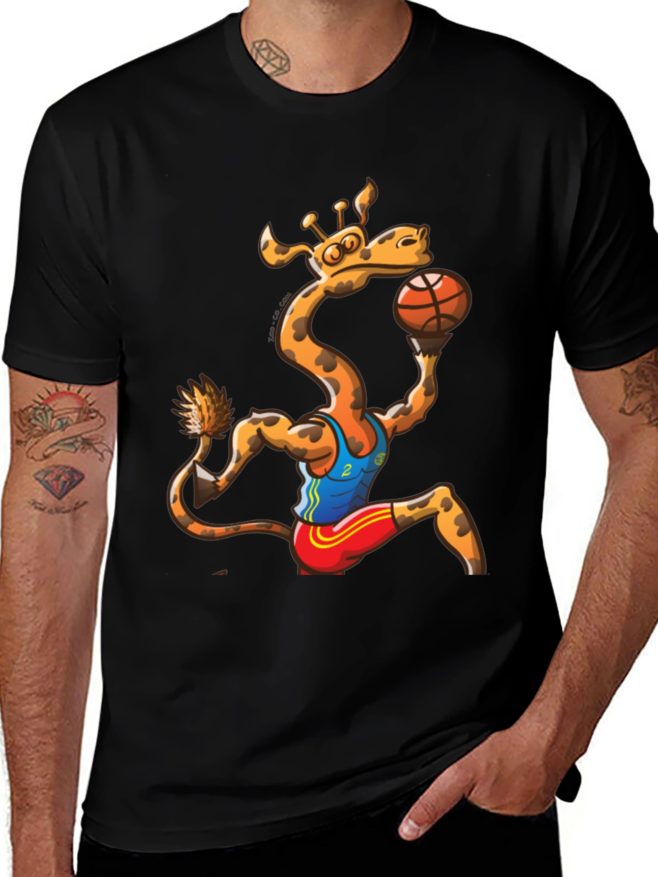 Giraffe Basketball Player Graphic T-Shirt