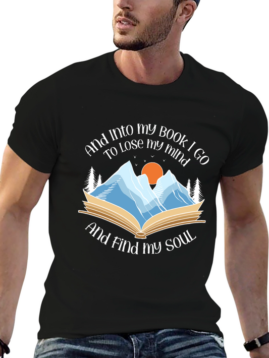 Book & Mountain Graphic Tee: Lose Your Mind Find Your Soul