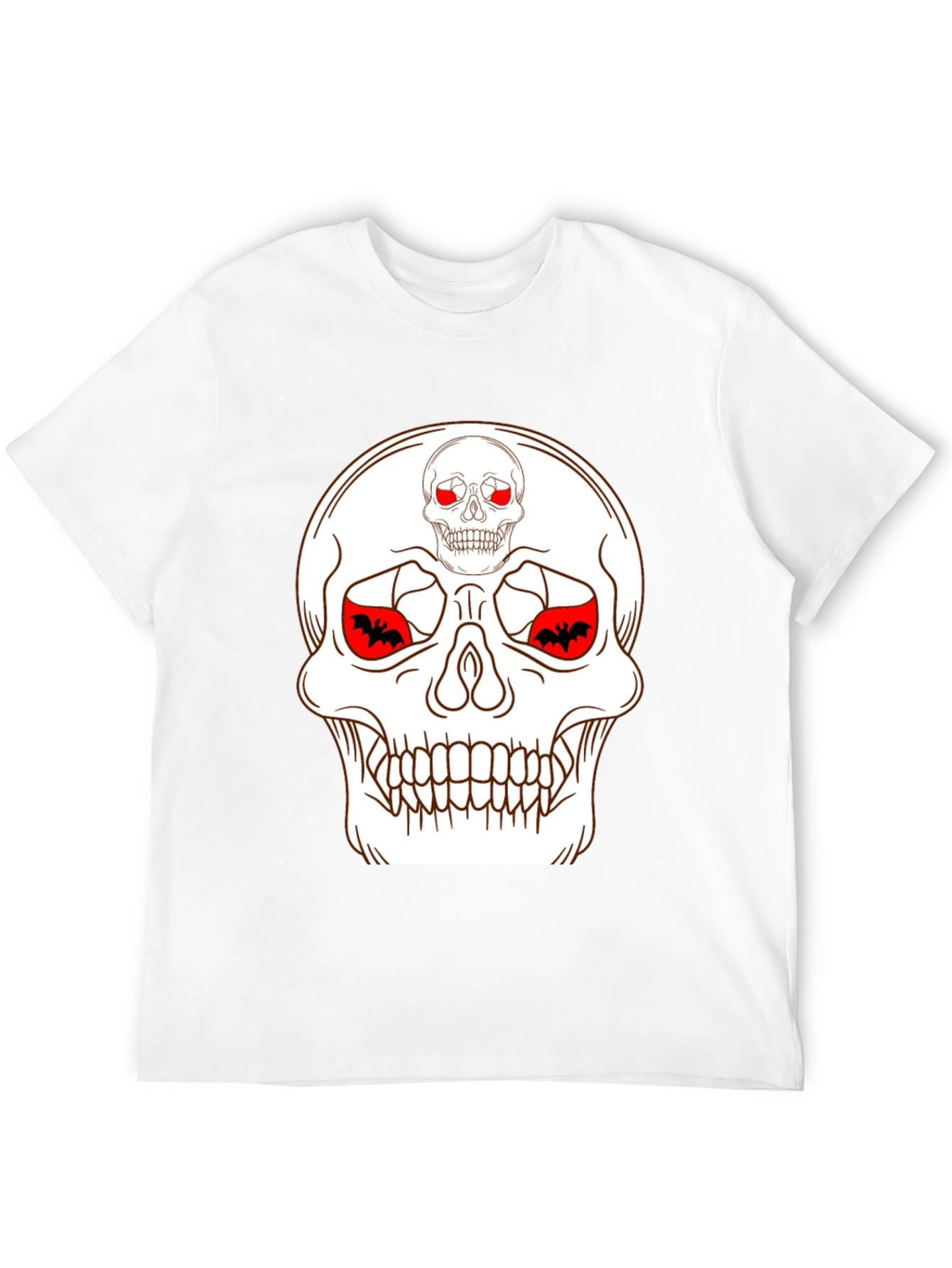 Skull & Bats Graphic Tee - Black Halloween Shirt