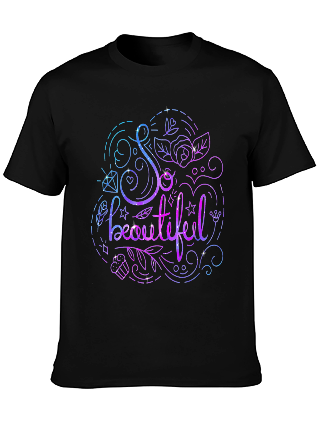 So Beautiful Graphic Print Black T-Shirt