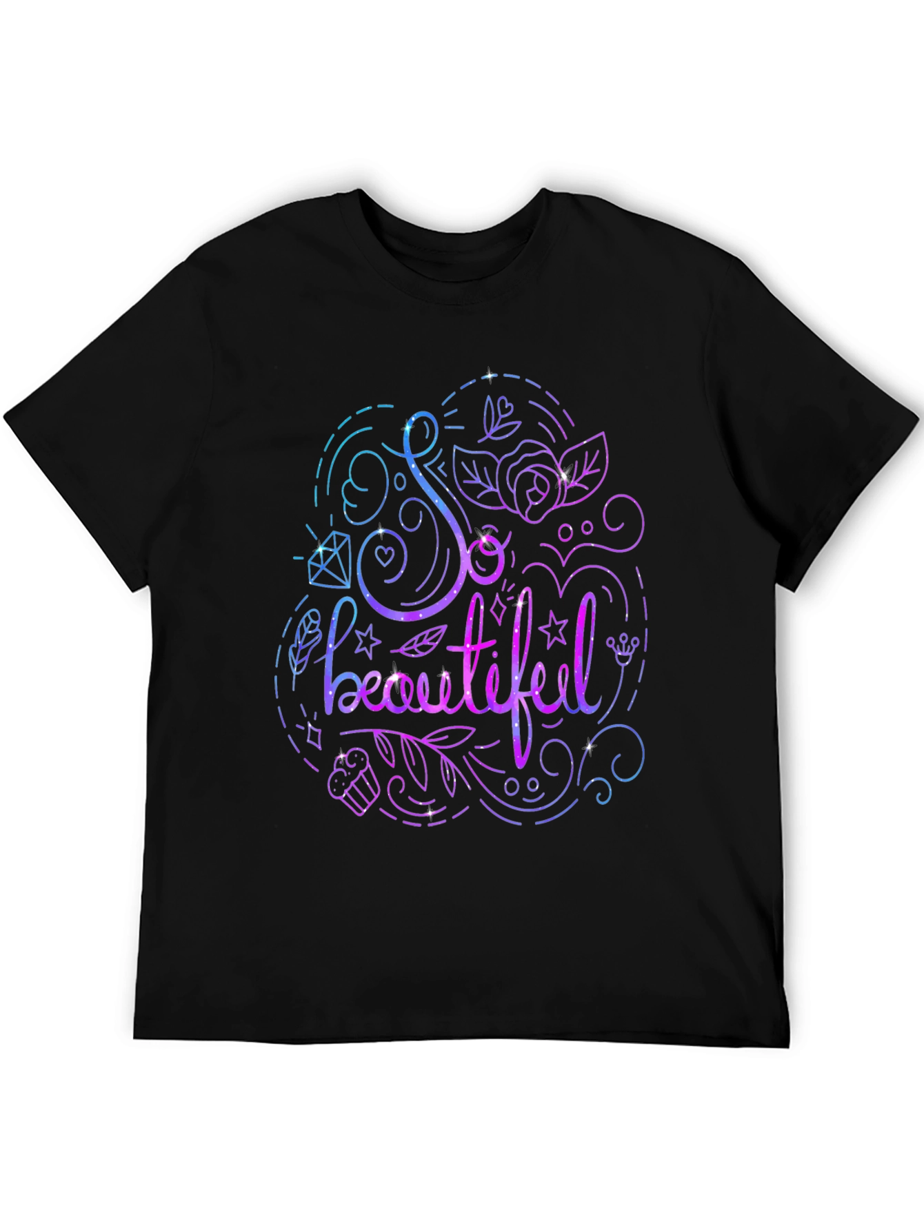 So Beautiful Graphic Print Black T-Shirt