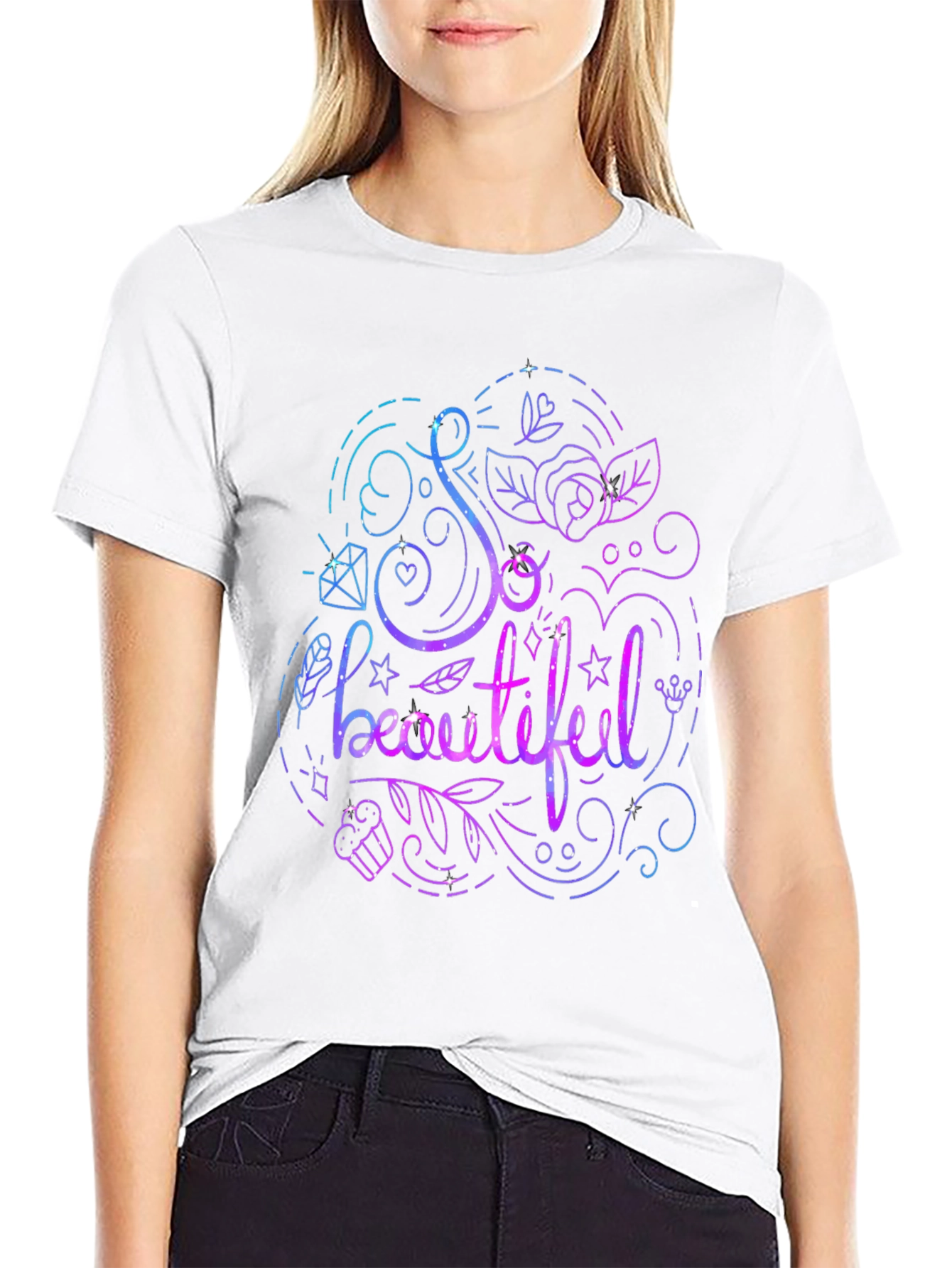 So Beautiful Graphic Print Black T-Shirt
