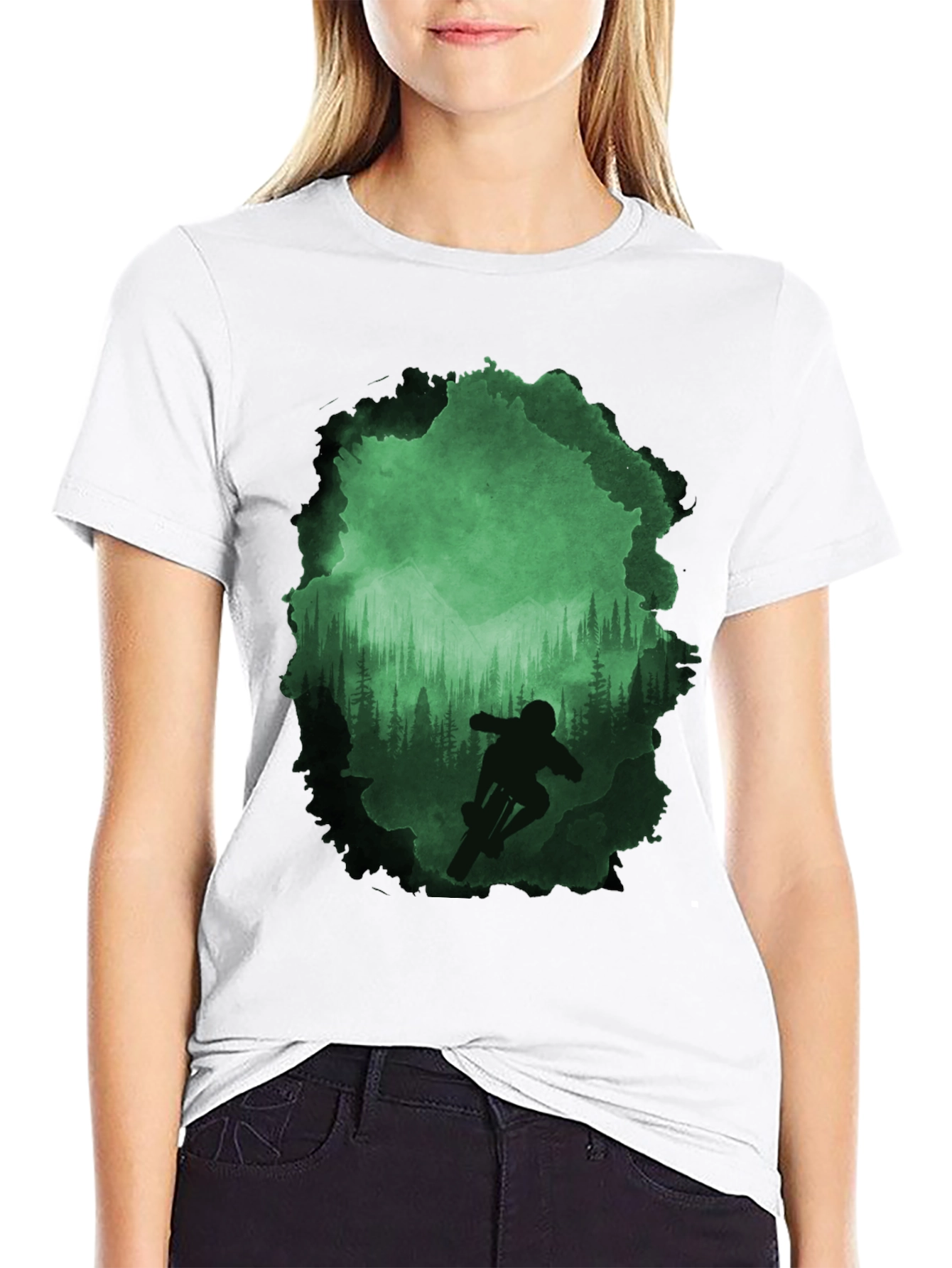 Mountain Biker Forest T-Shirt - Adventure Awaits!