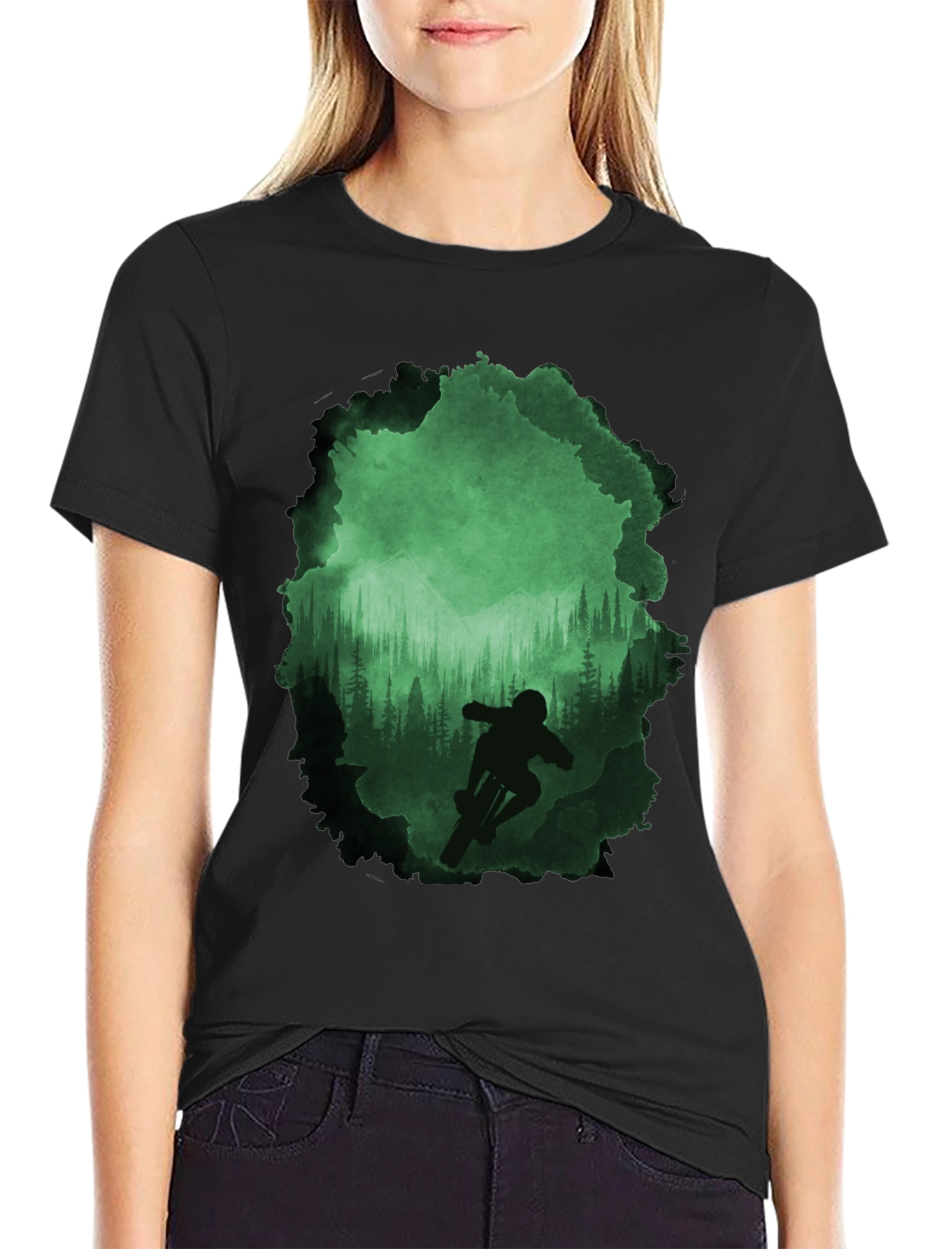 Mountain Biker Forest T-Shirt - Adventure Awaits!