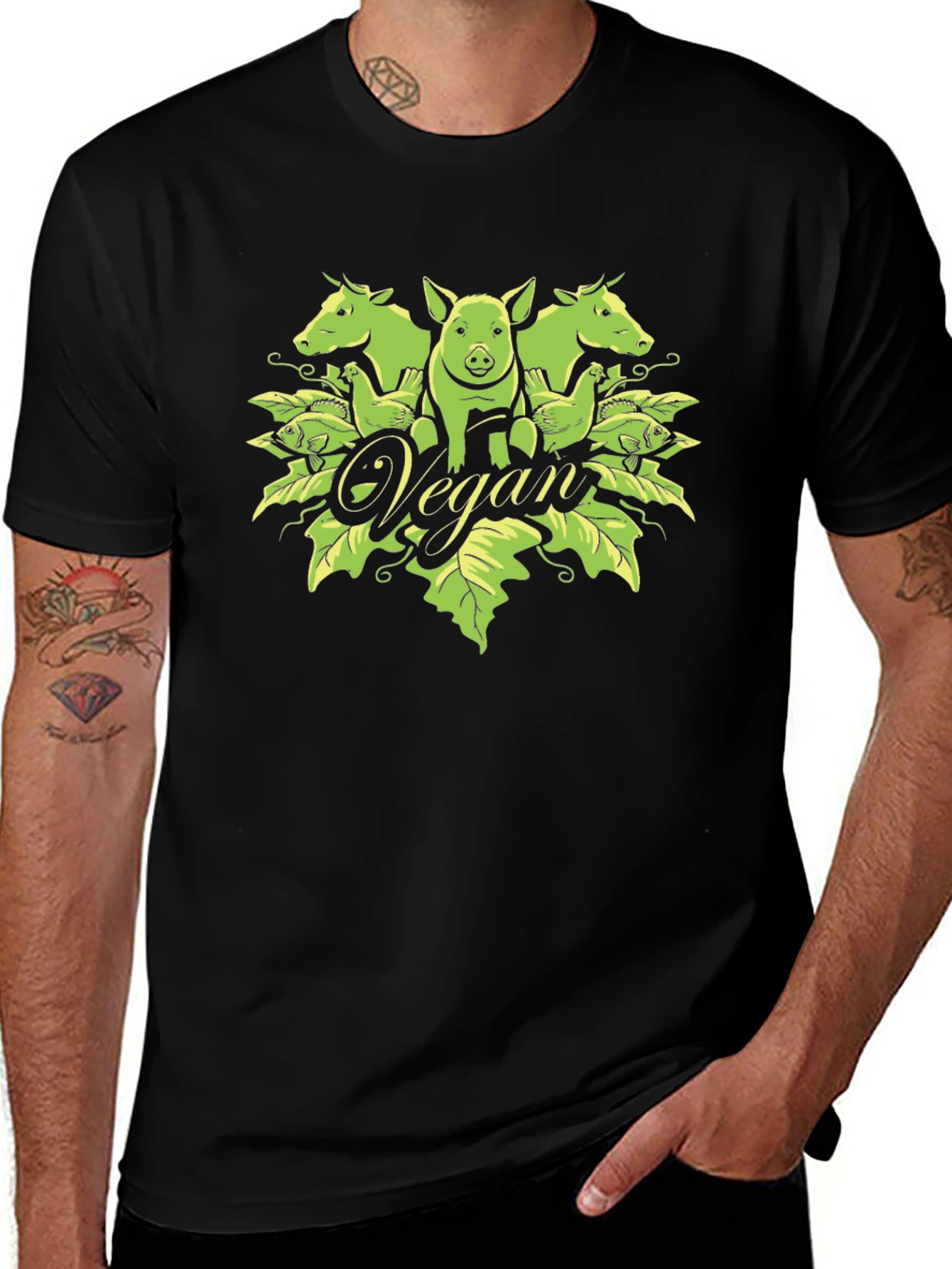 Vegan Graphic Tee - Unisex Black T-Shirt