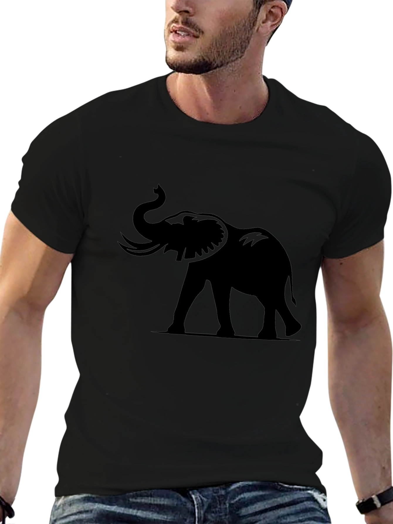 Elephant Silhouette Black T-Shirt