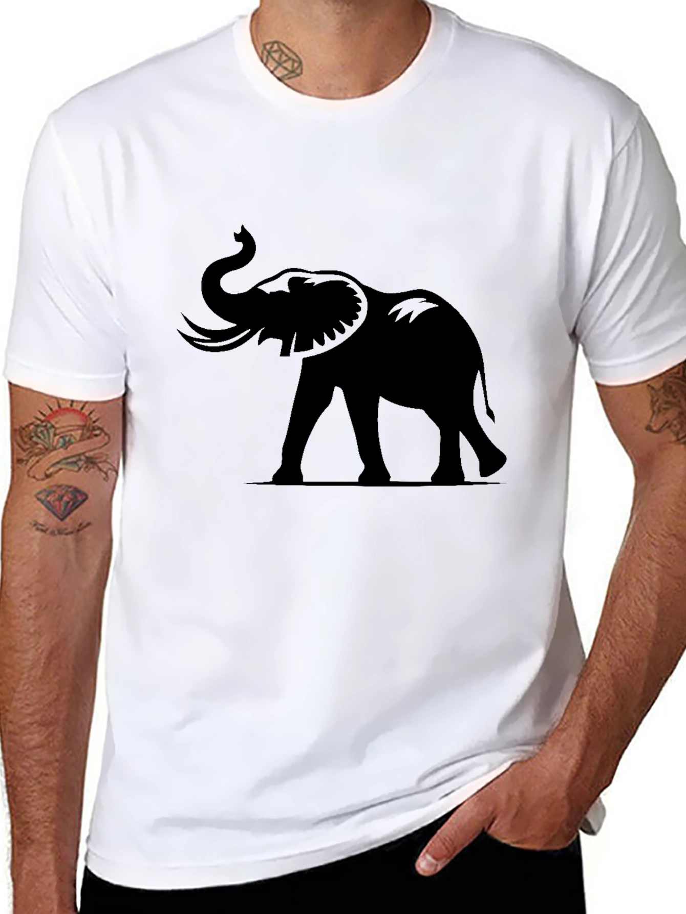 Elephant Silhouette Black T-Shirt