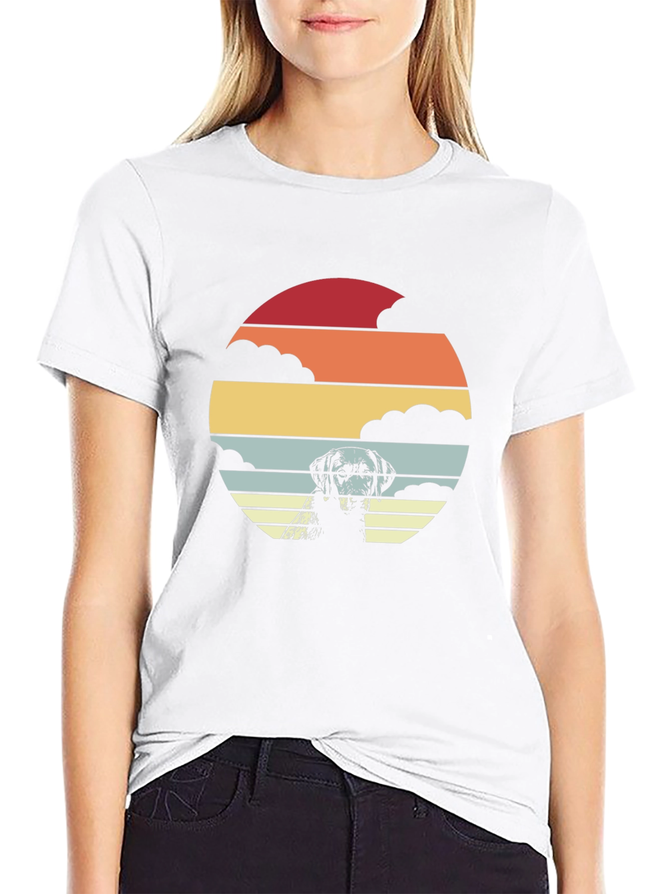Retro Dog Sunset Graphic T-Shirt
