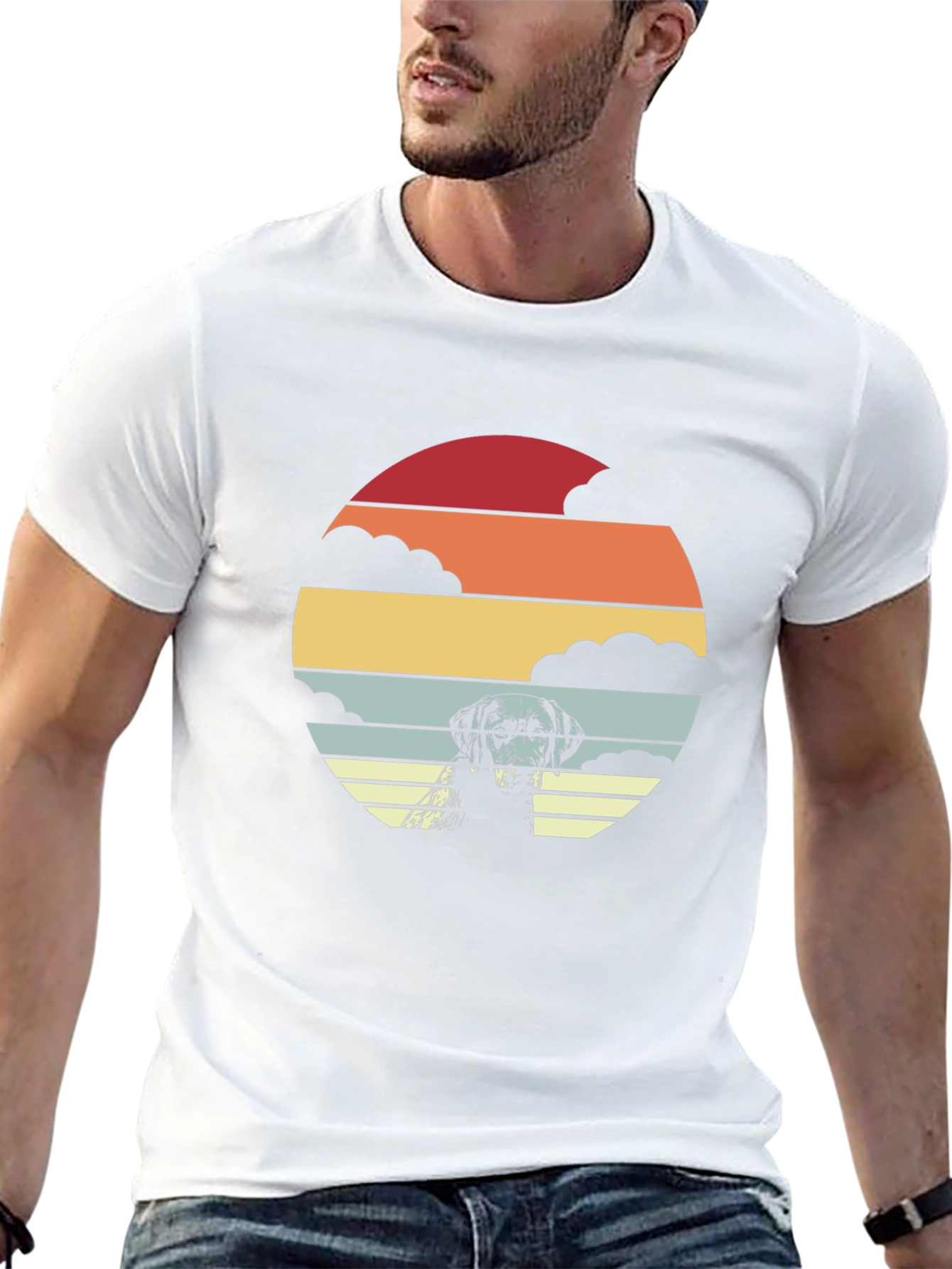 Retro Dog Sunset Graphic T-Shirt