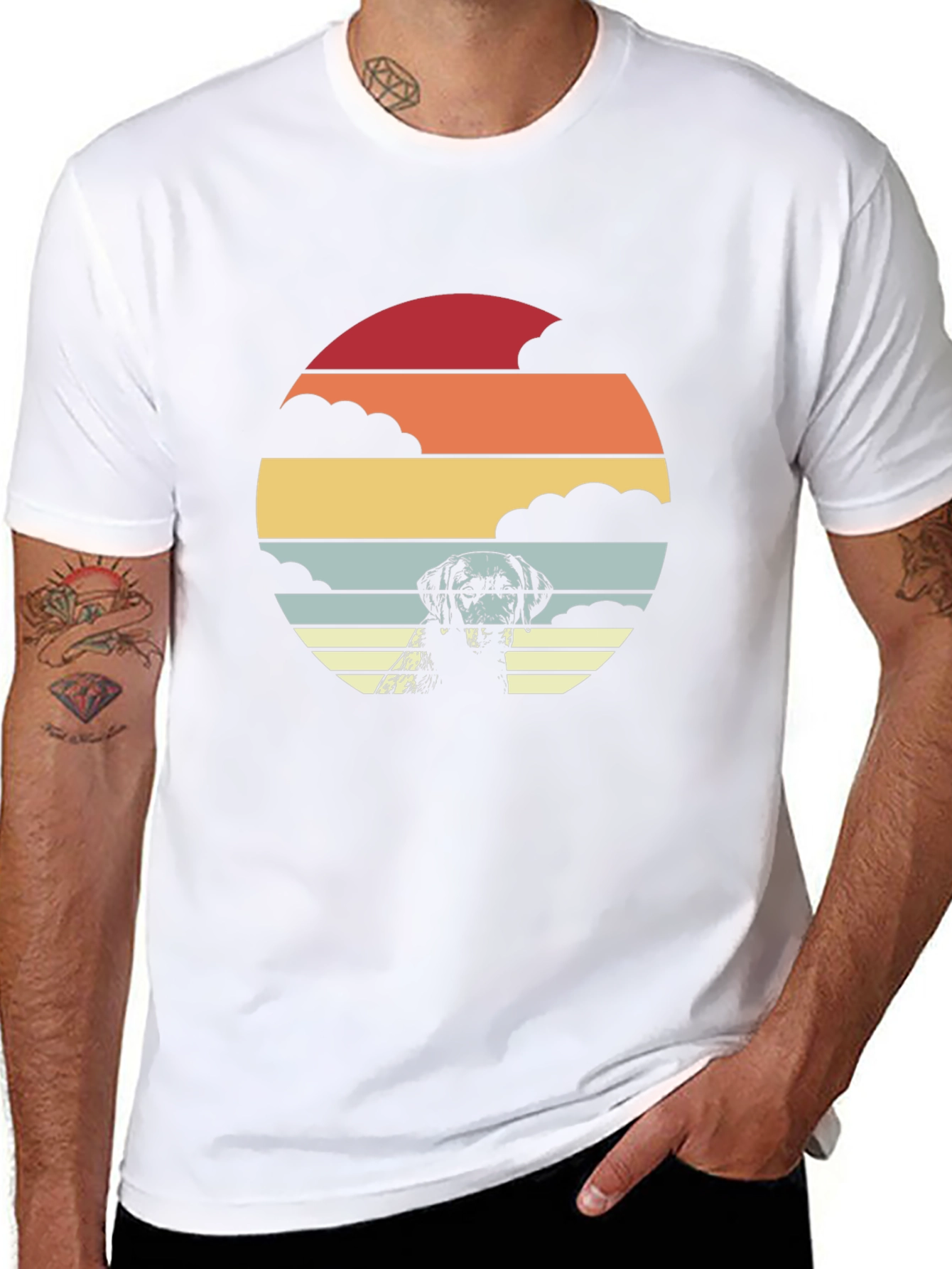 Retro Dog Sunset Graphic T-Shirt