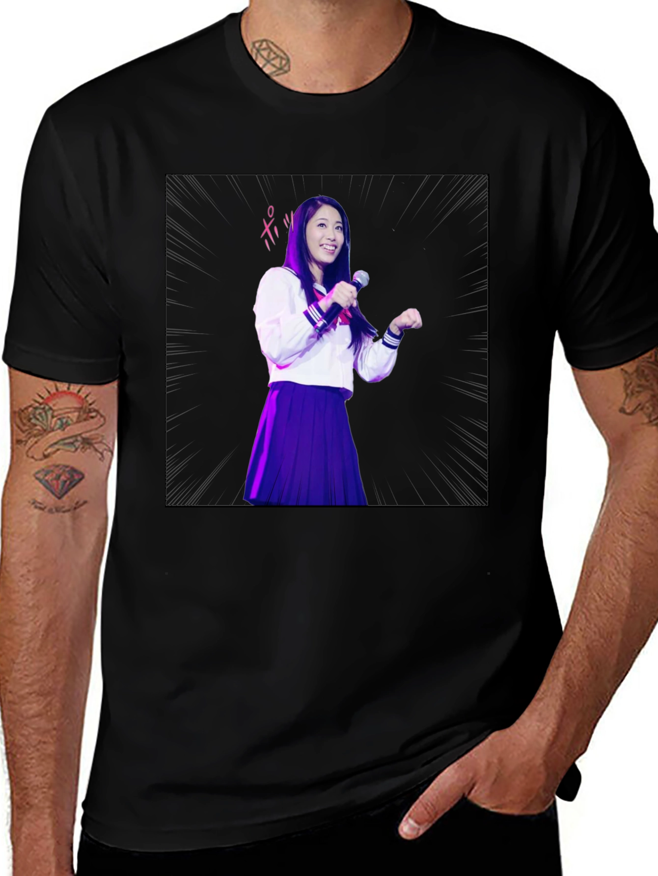 Stylish Black T-Shirt with Anime Girl Graphic