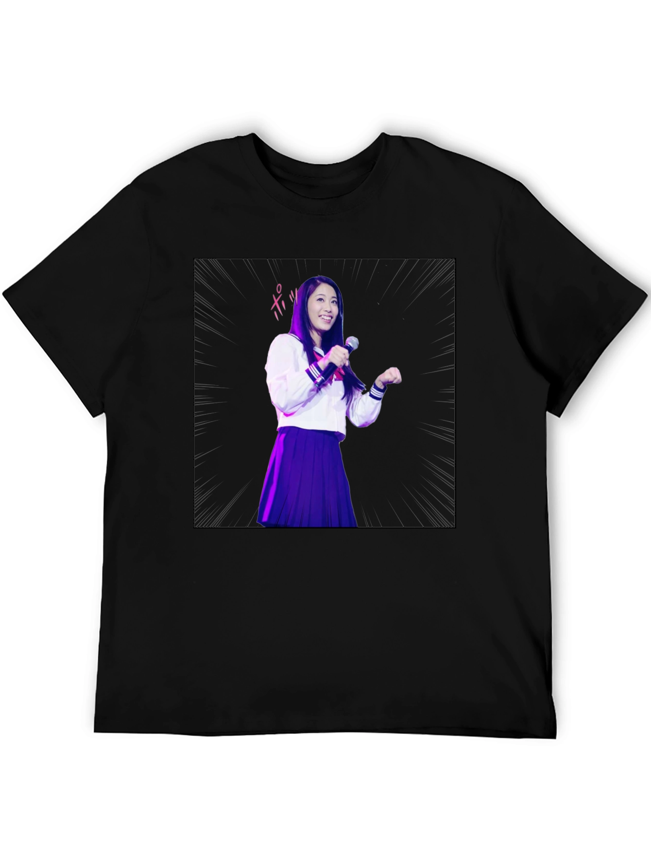Stylish Black T-Shirt with Anime Girl Graphic