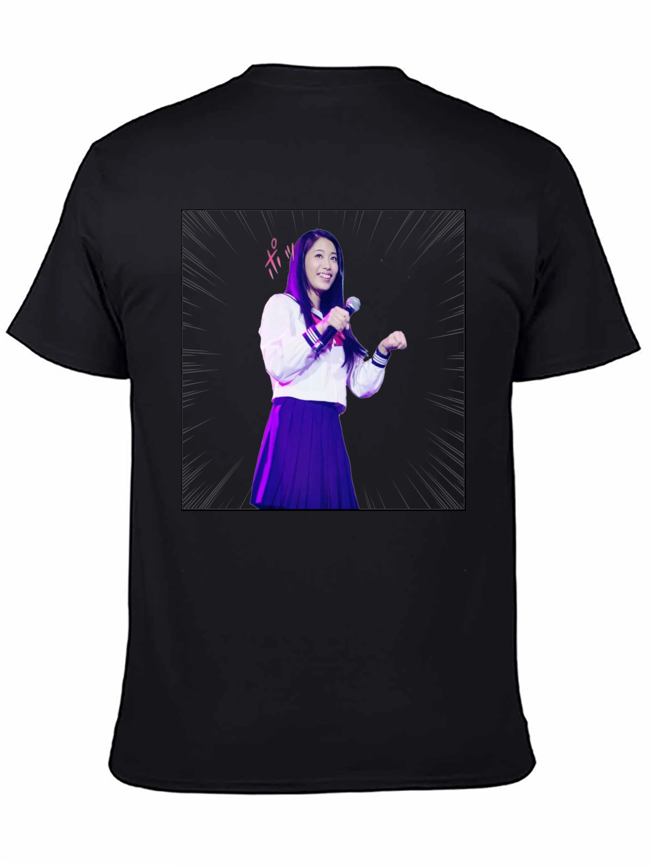 Stylish Black T-Shirt with Anime Girl Graphic