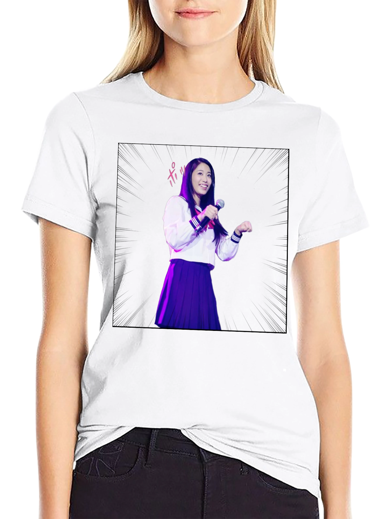 Stylish Black T-Shirt with Anime Girl Graphic