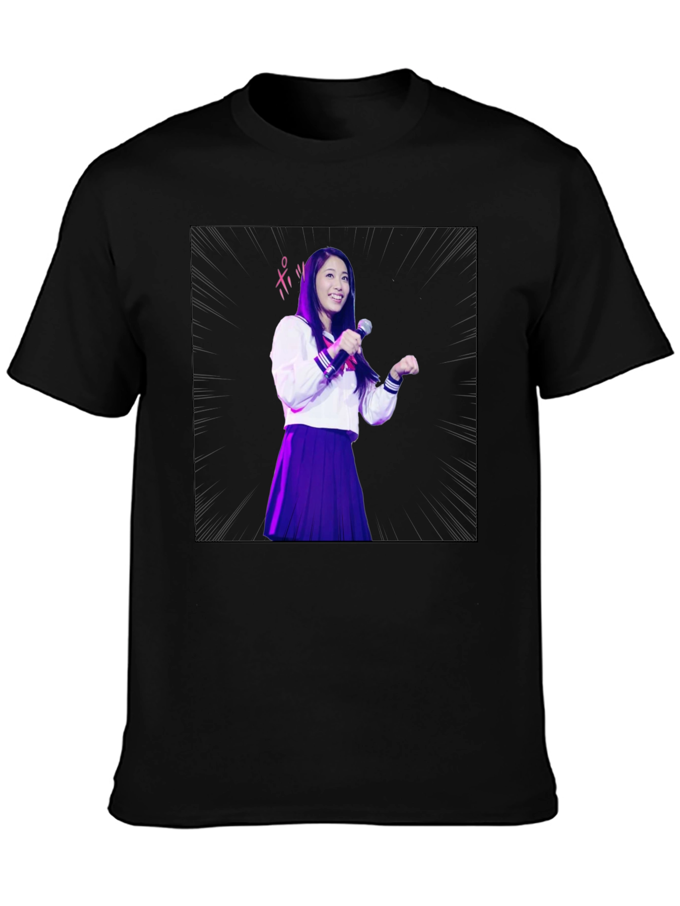 Stylish Black T-Shirt with Anime Girl Graphic