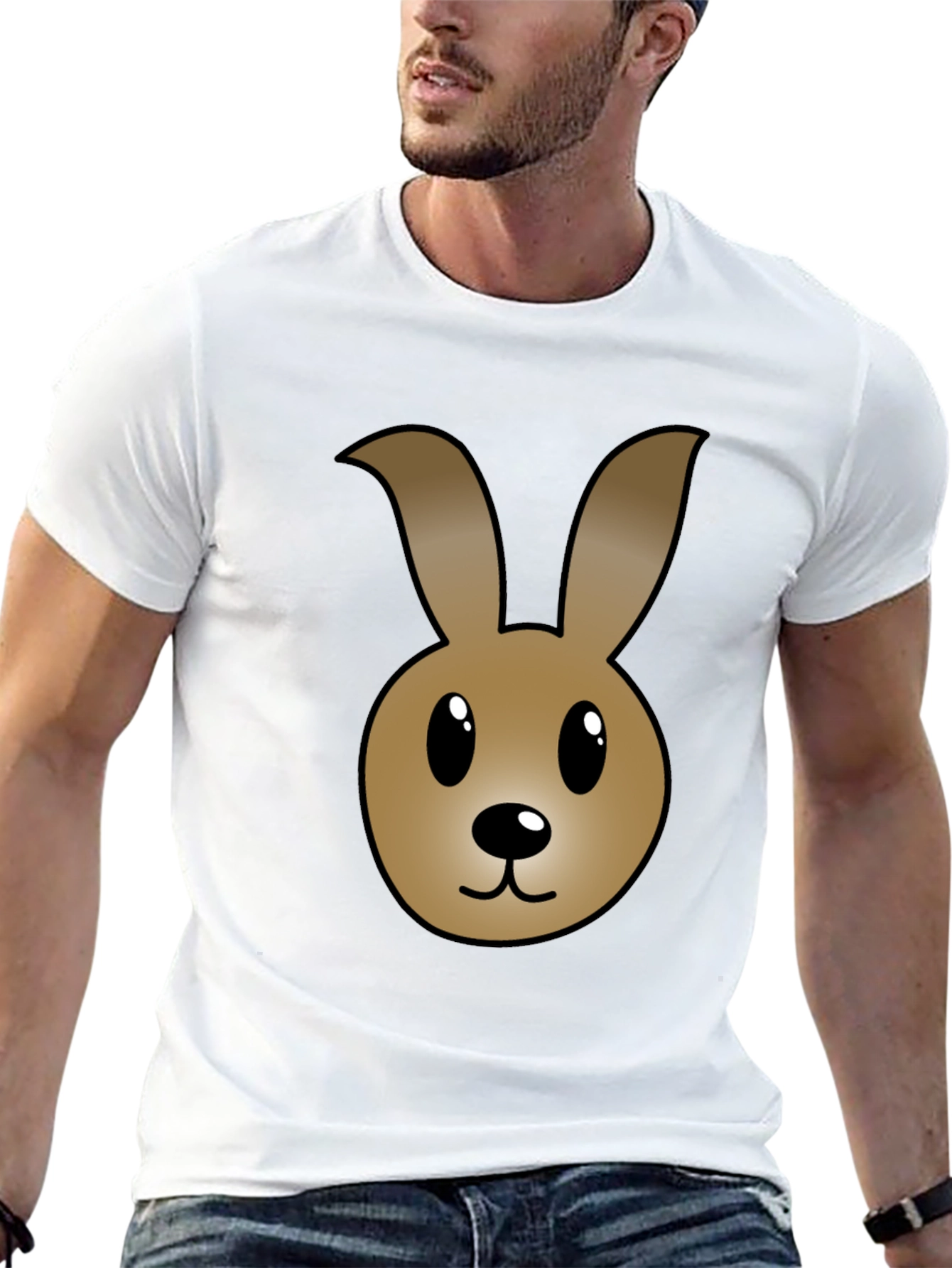 Cartoon Bunny Graphic T-Shirt - Black Cotton Tee