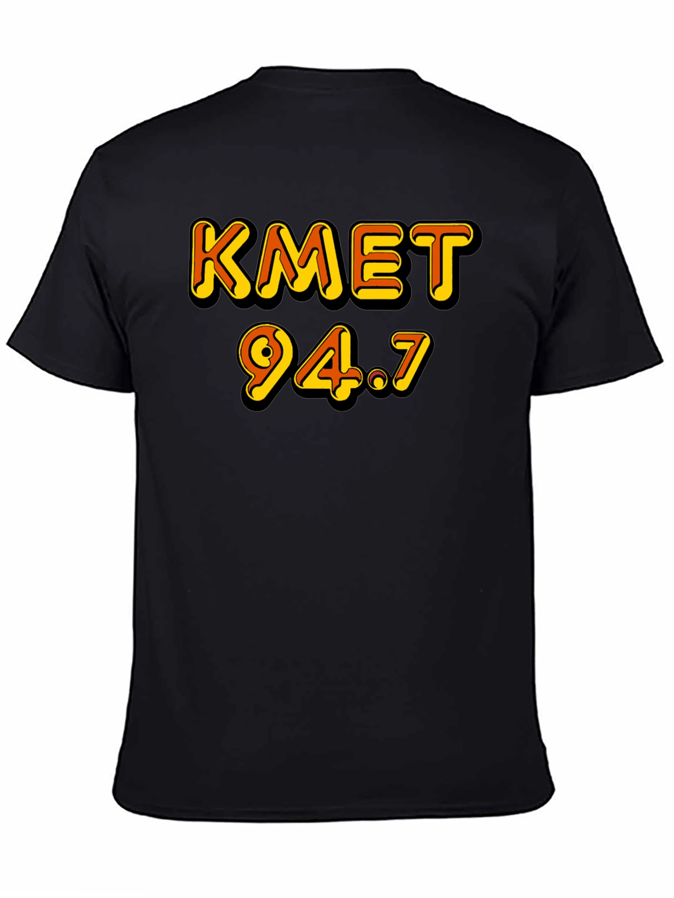 KMET 94.7 Black T-Shirt Retro Radio Station Style