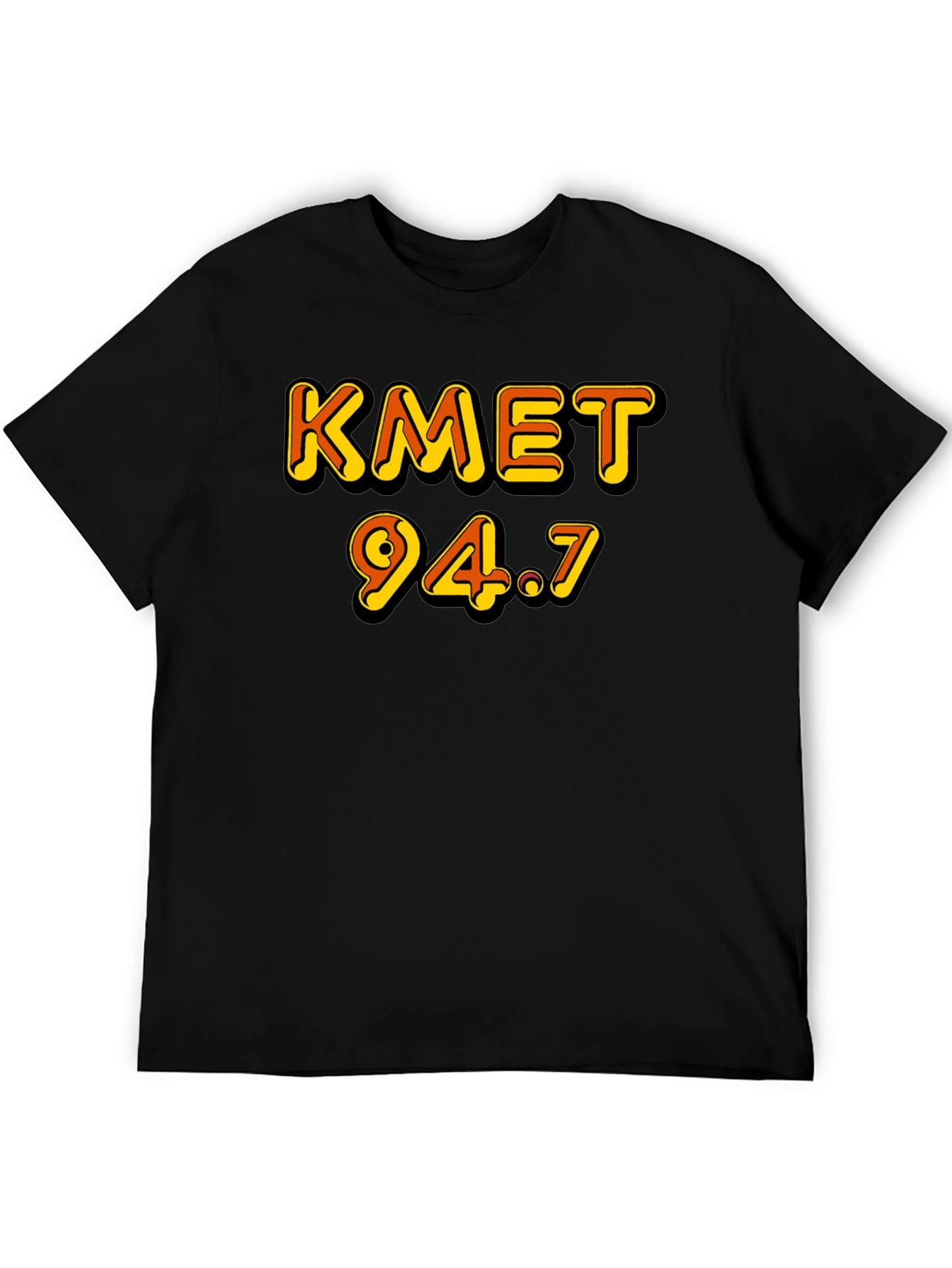 KMET 94.7 Black T-Shirt Retro Radio Station Style
