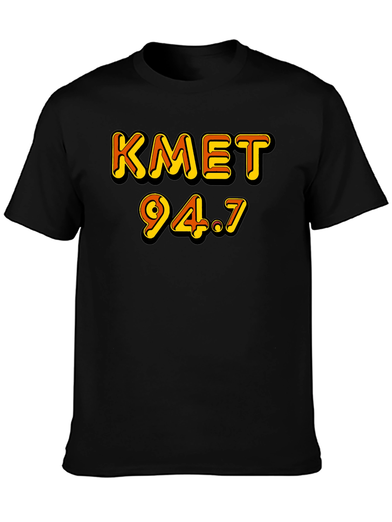 KMET 94.7 Black T-Shirt Retro Radio Station Style